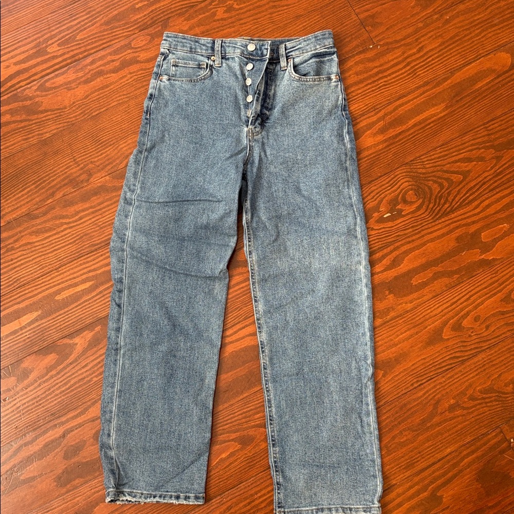 Highest rise straight denim jeans